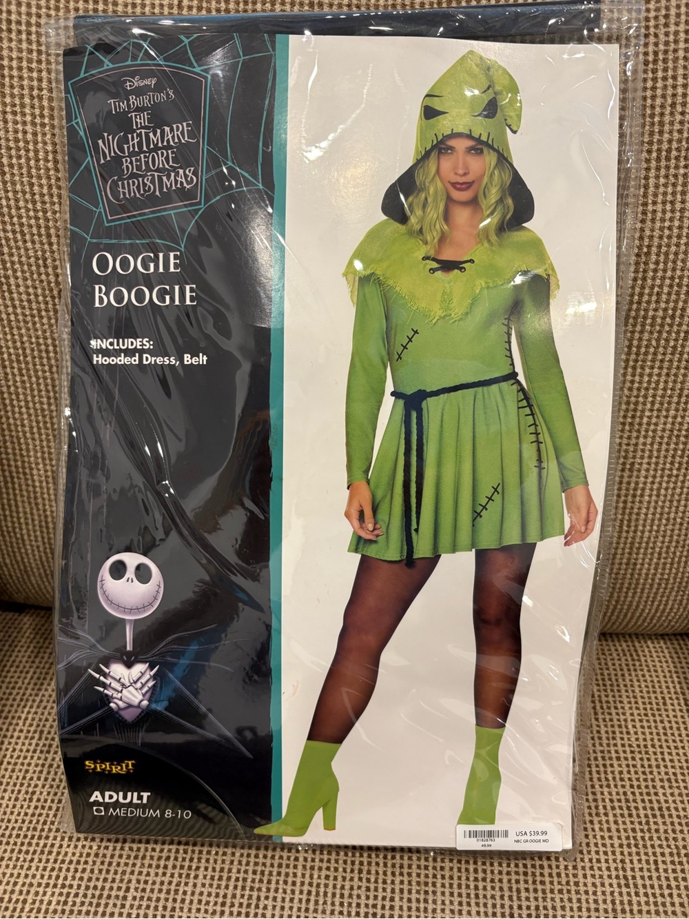 The Nightmare Before Christmas Oogie Boogie women’s Hooded Dress Costume - Green